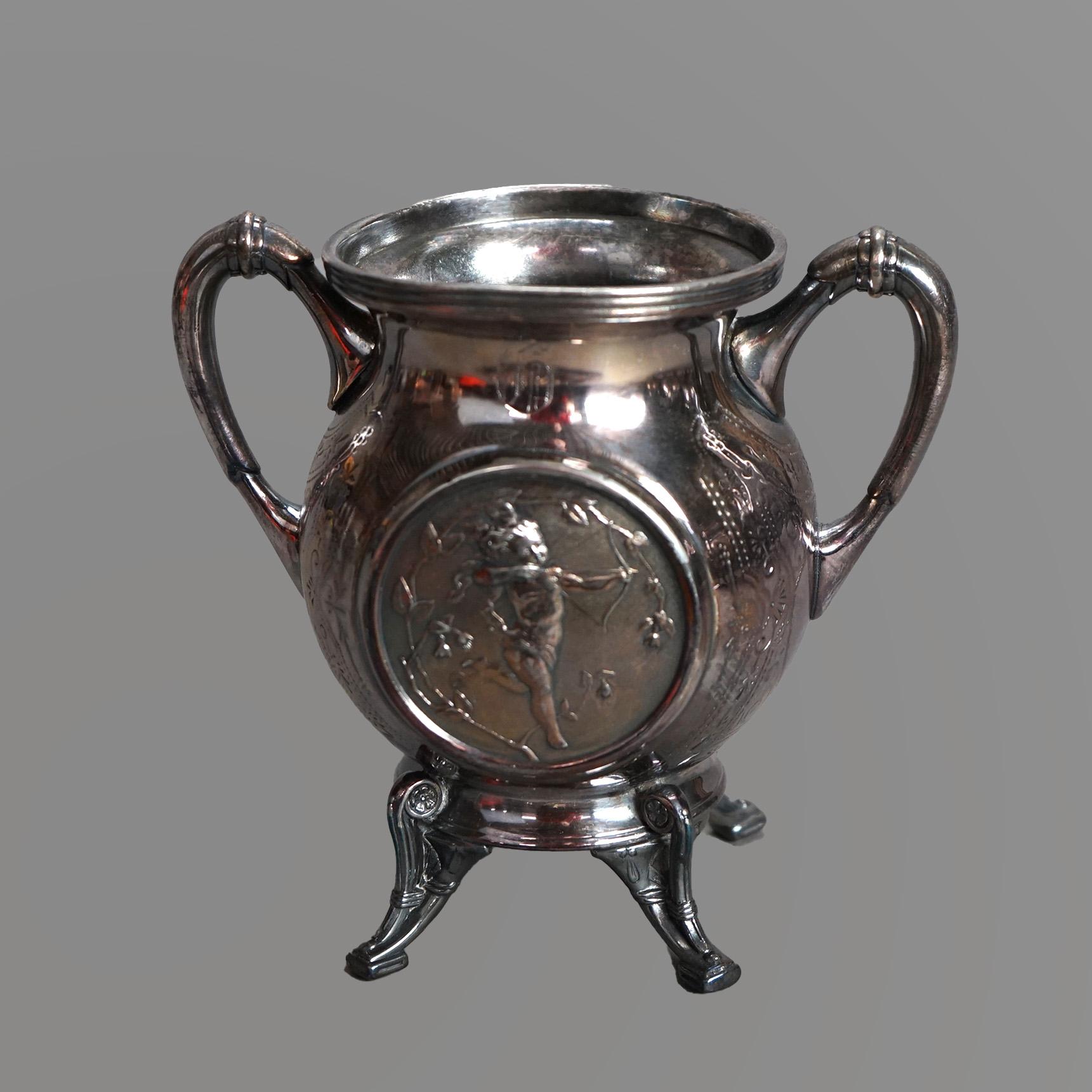 Antique Five Piece Bailey & Brainard Egyptian Revival Silver Plate Tea Set C1890 In Good Condition For Sale In Big Flats, NY