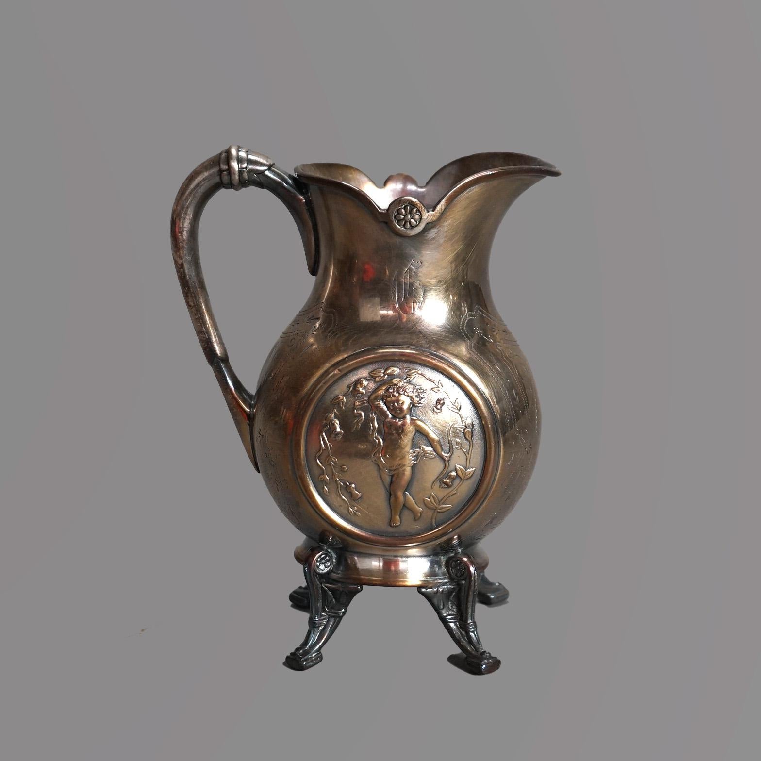 19th Century Antique Five Piece Bailey & Brainard Egyptian Revival Silver Plate Tea Set C1890 For Sale