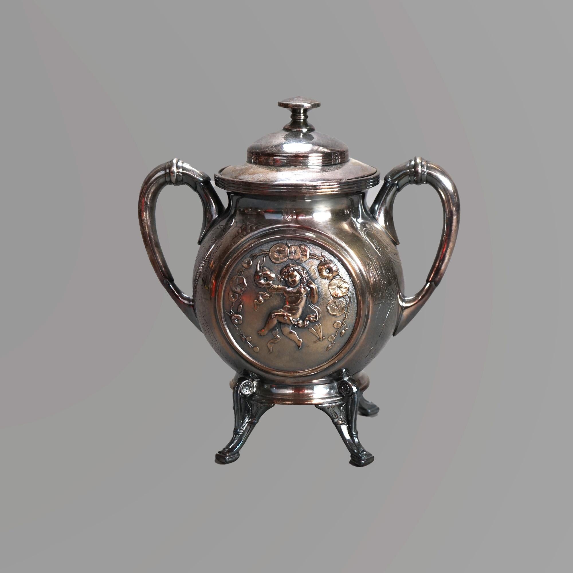 Antique Five Piece Bailey & Brainard Egyptian Revival Silver Plate Tea Set C1890 For Sale 1