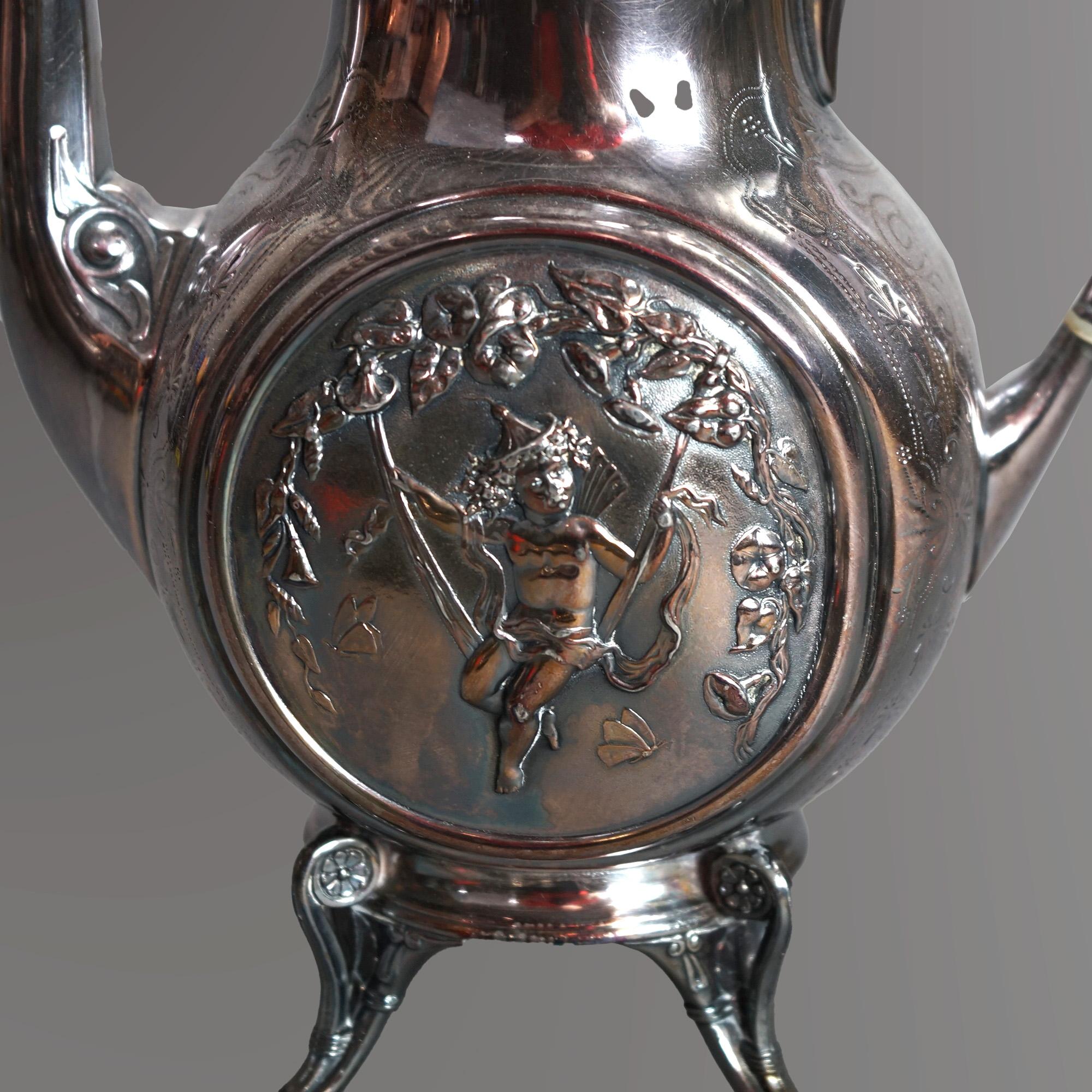 Antique Five Piece Bailey & Brainard Egyptian Revival Silver Plate Tea Set C1890 For Sale 3