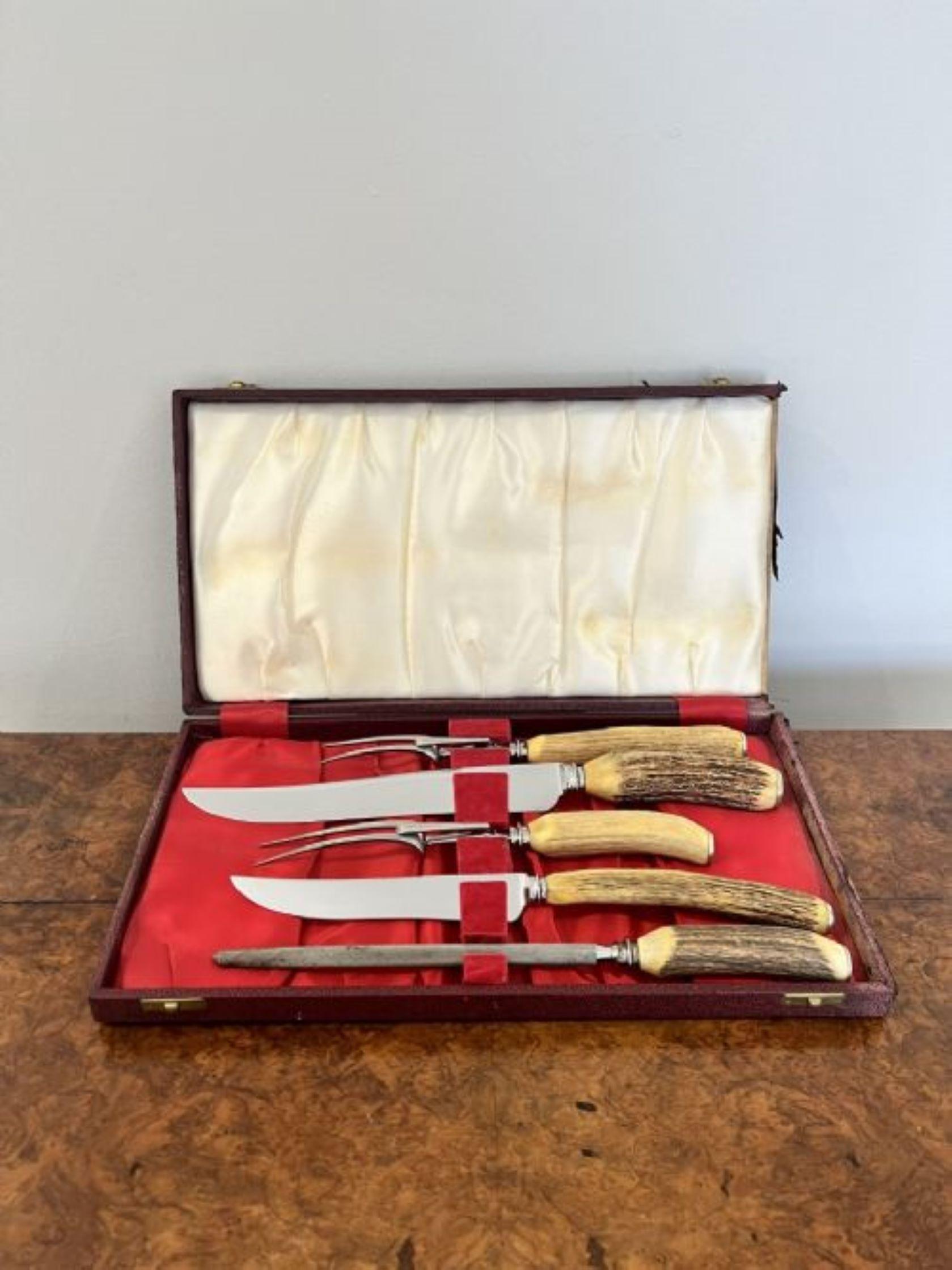 Antique five piece Cooper Brother & Son's carving set  In Good Condition For Sale In Ipswich, GB