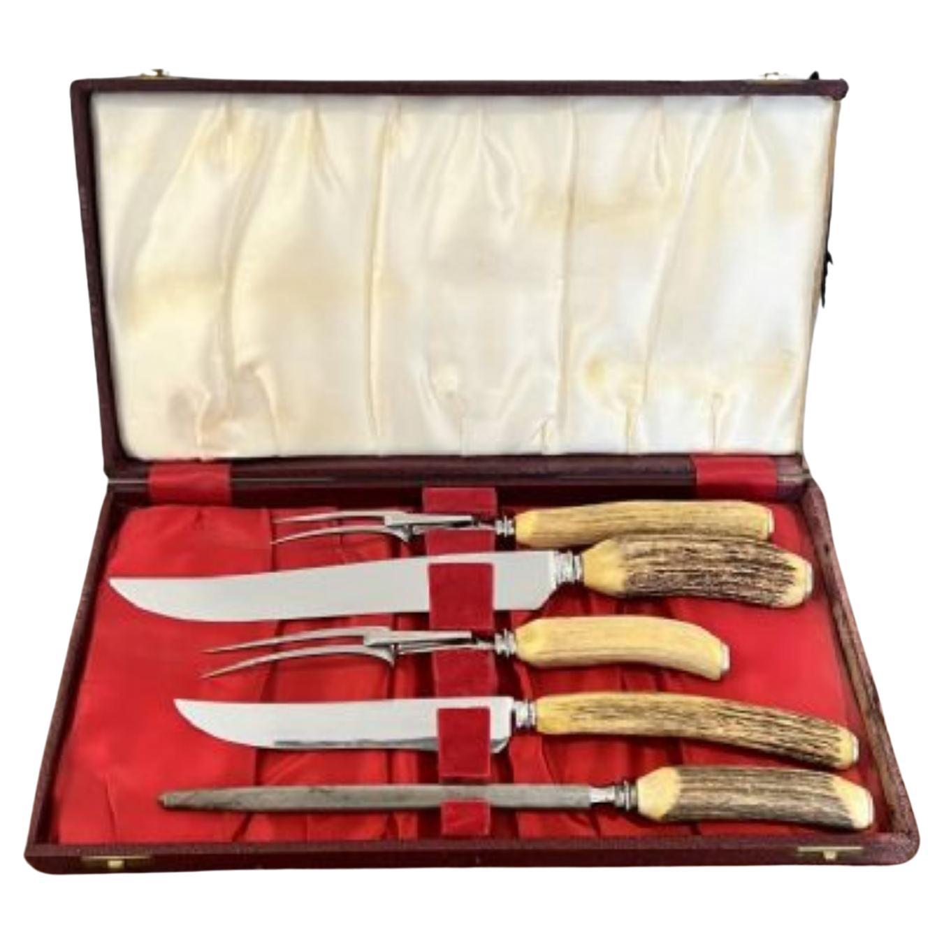 Antique five piece Cooper Brother & Son's carving set 