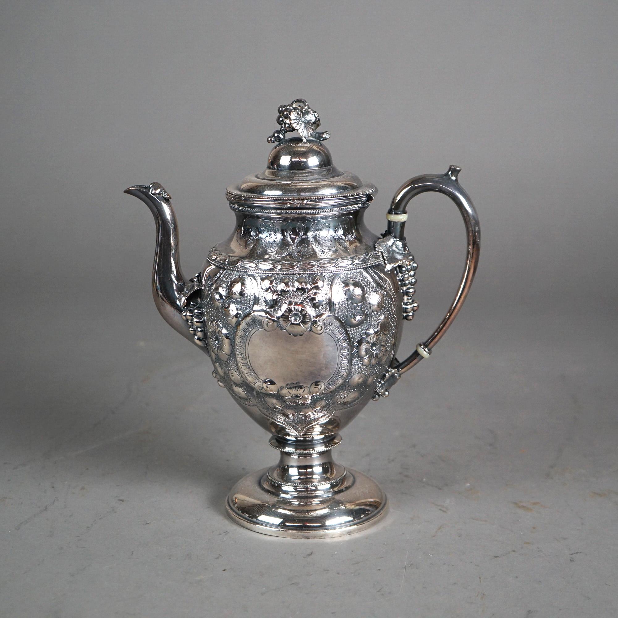 Antico set da tè in cinque pezzi placcato in argento E. B. Maltby C1890 In condizioni buone in vendita a Big Flats, NY