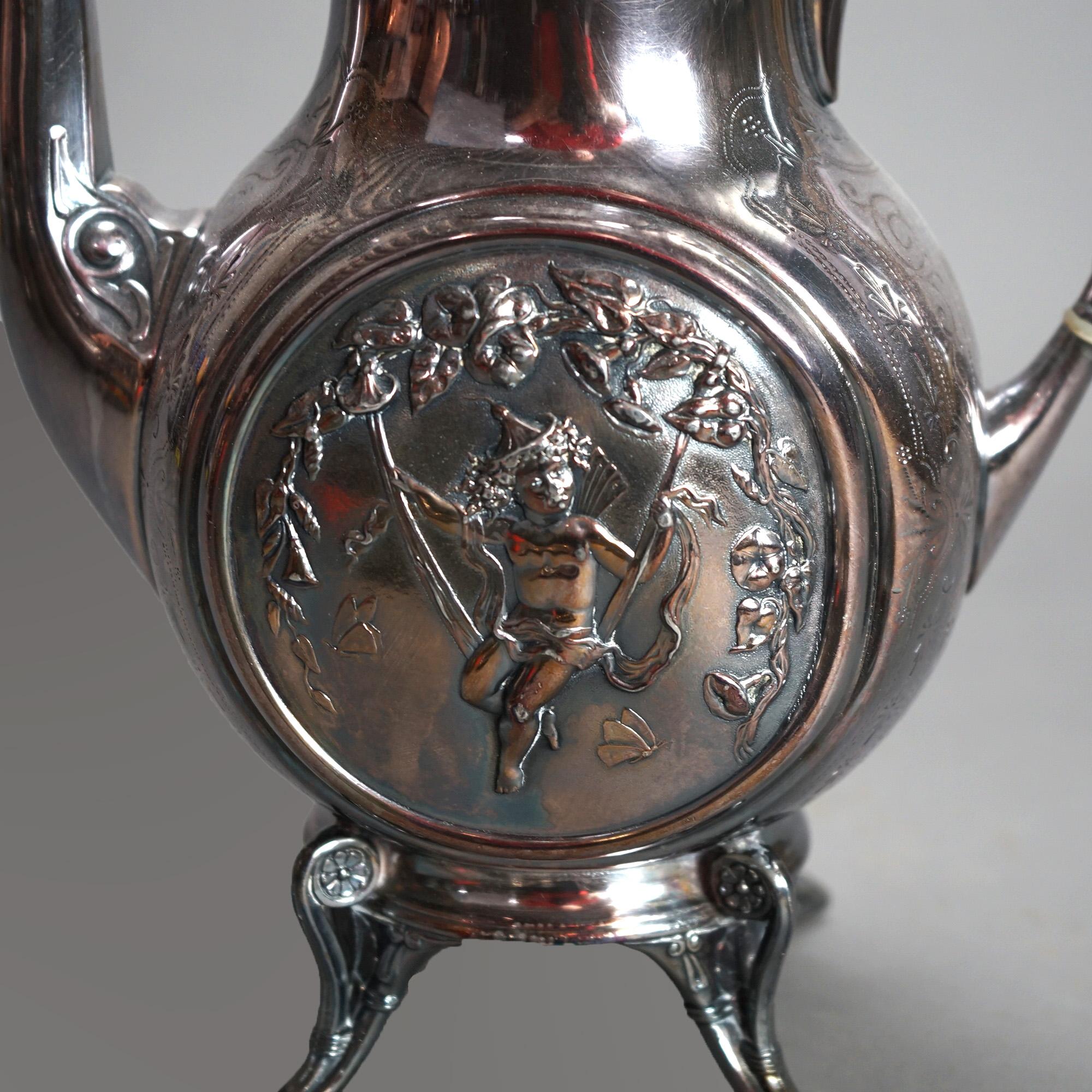 Antico set da tè figurato Reed & Barton in argento placcato in cinque pezzi C1890 in vendita 9