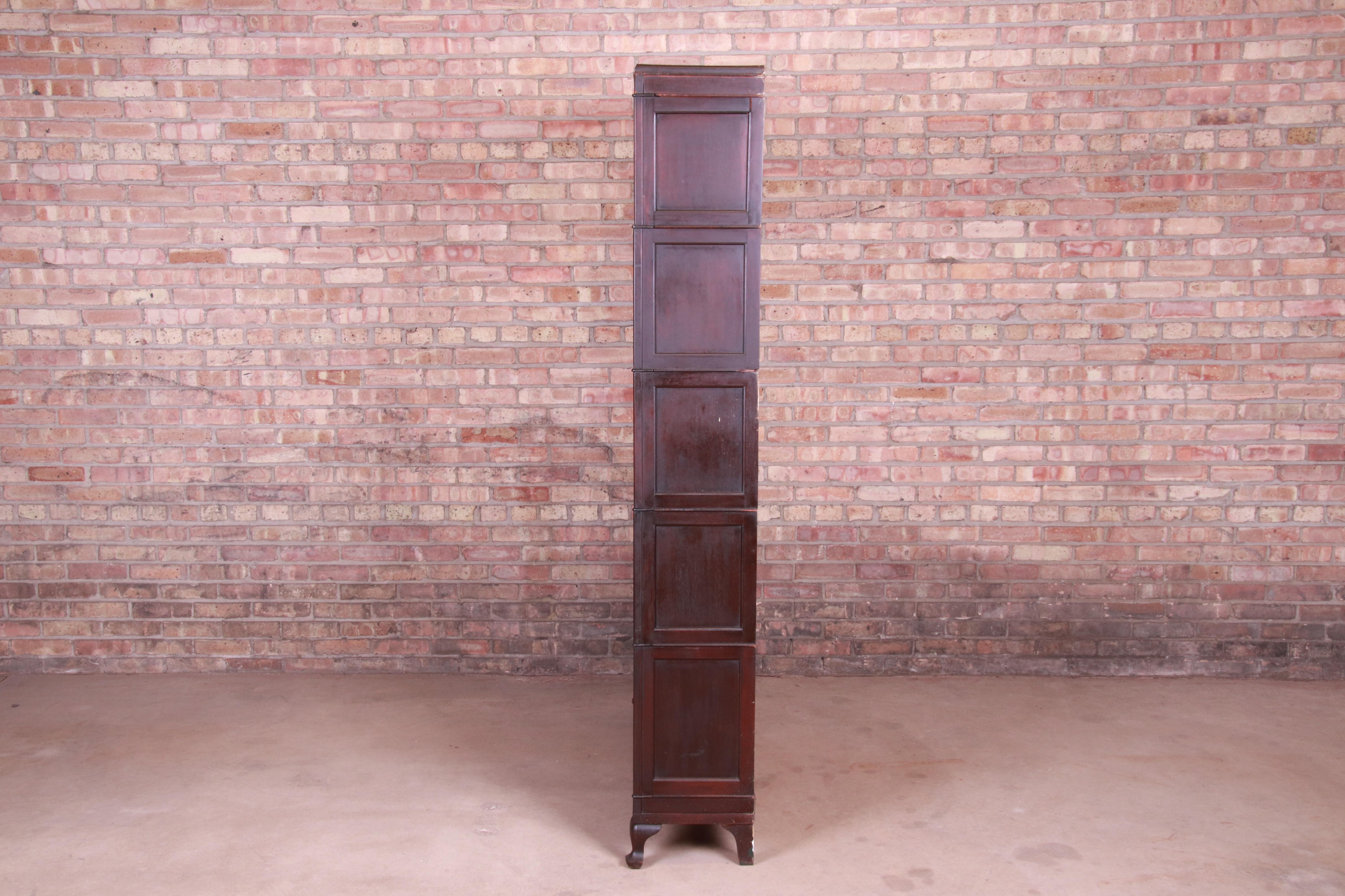 Glass Antique Five Stack Double Barrister Bookcase by Macey, circa 1920s