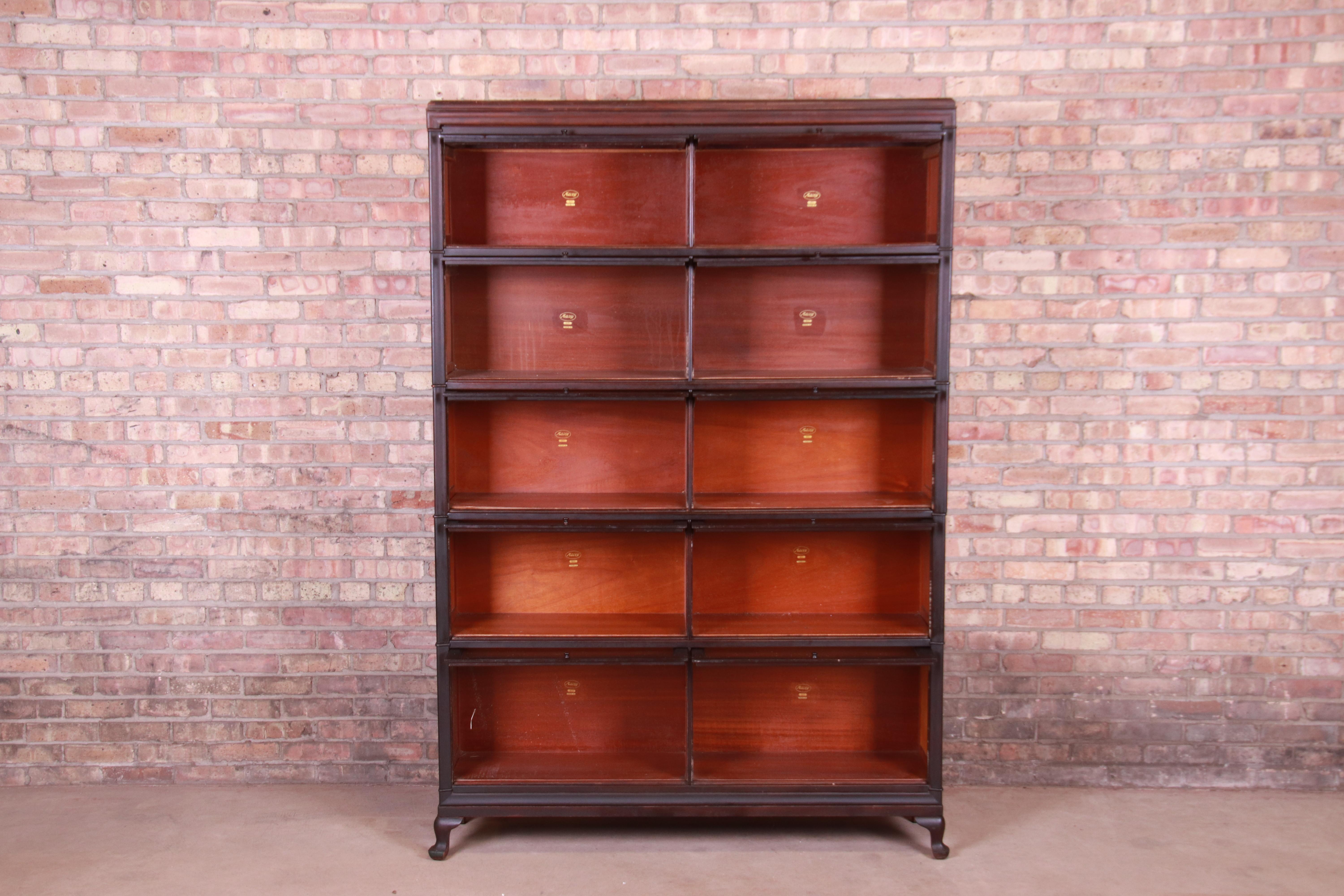 Arts and Crafts Antique Five Stack Double Barrister Bookcase by Macey, circa 1920s