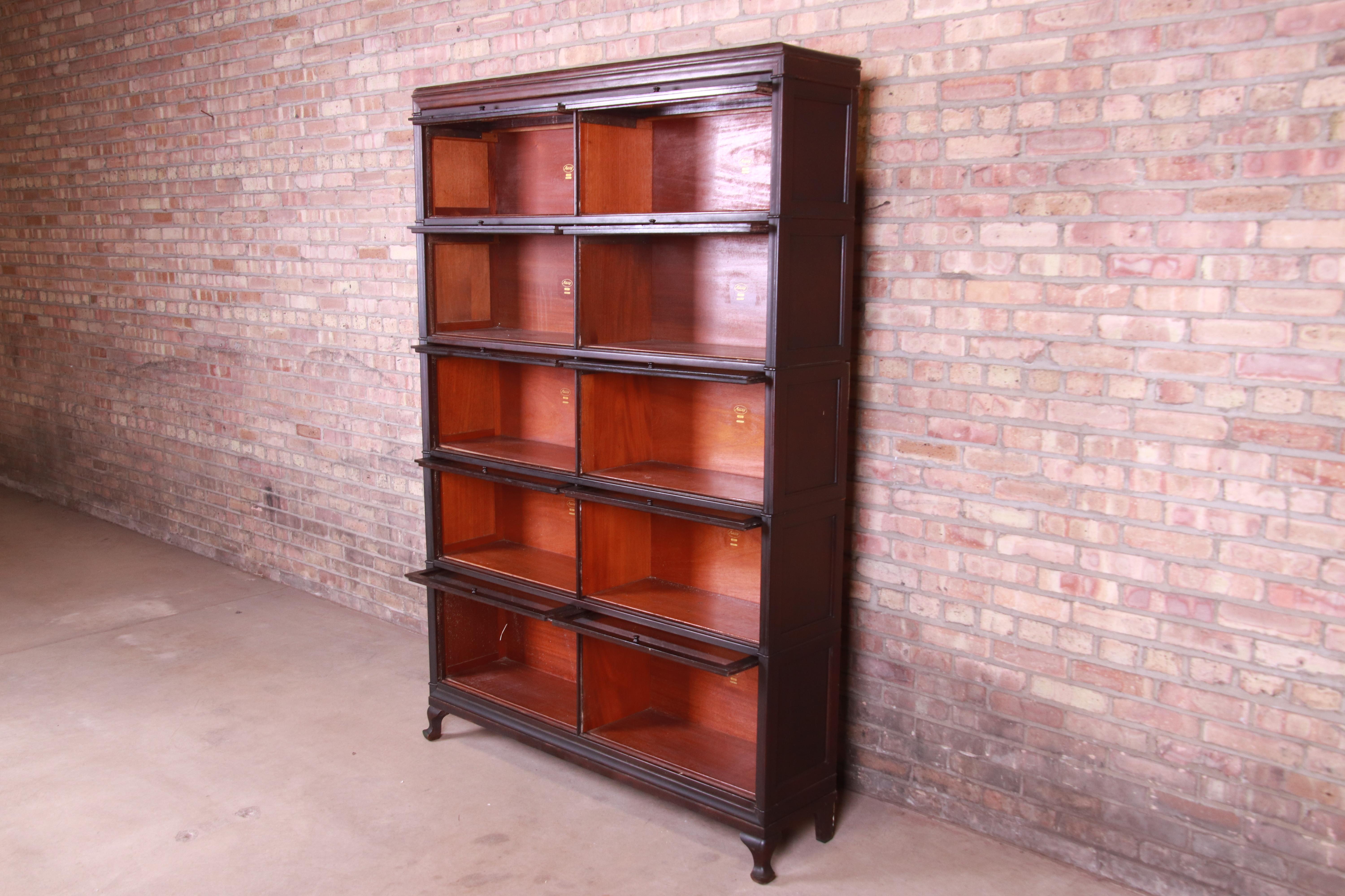 American Antique Five Stack Double Barrister Bookcase by Macey, circa 1920s