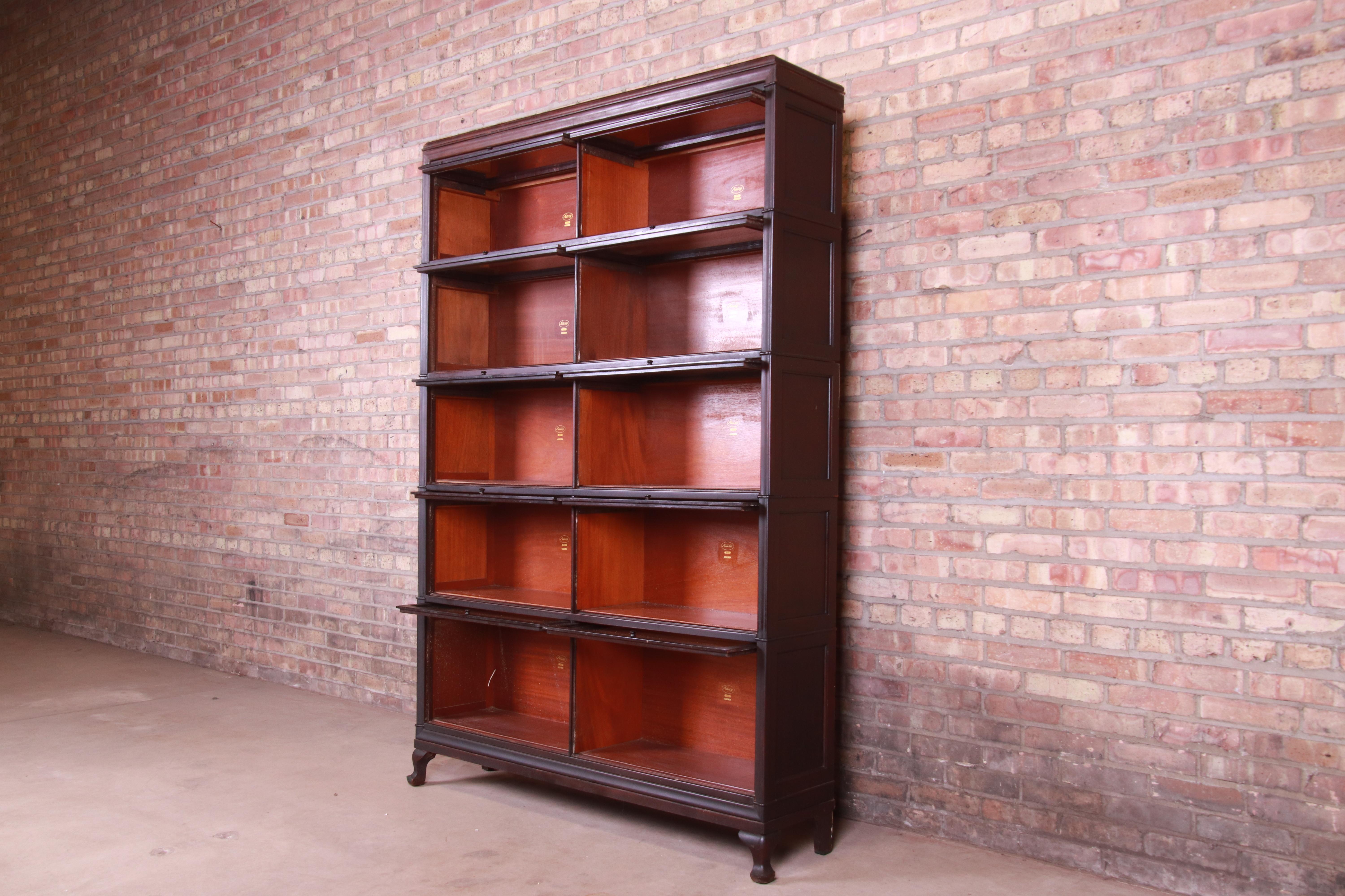 Antique Five Stack Double Barrister Bookcase by Macey, circa 1920s In Good Condition In South Bend, IN