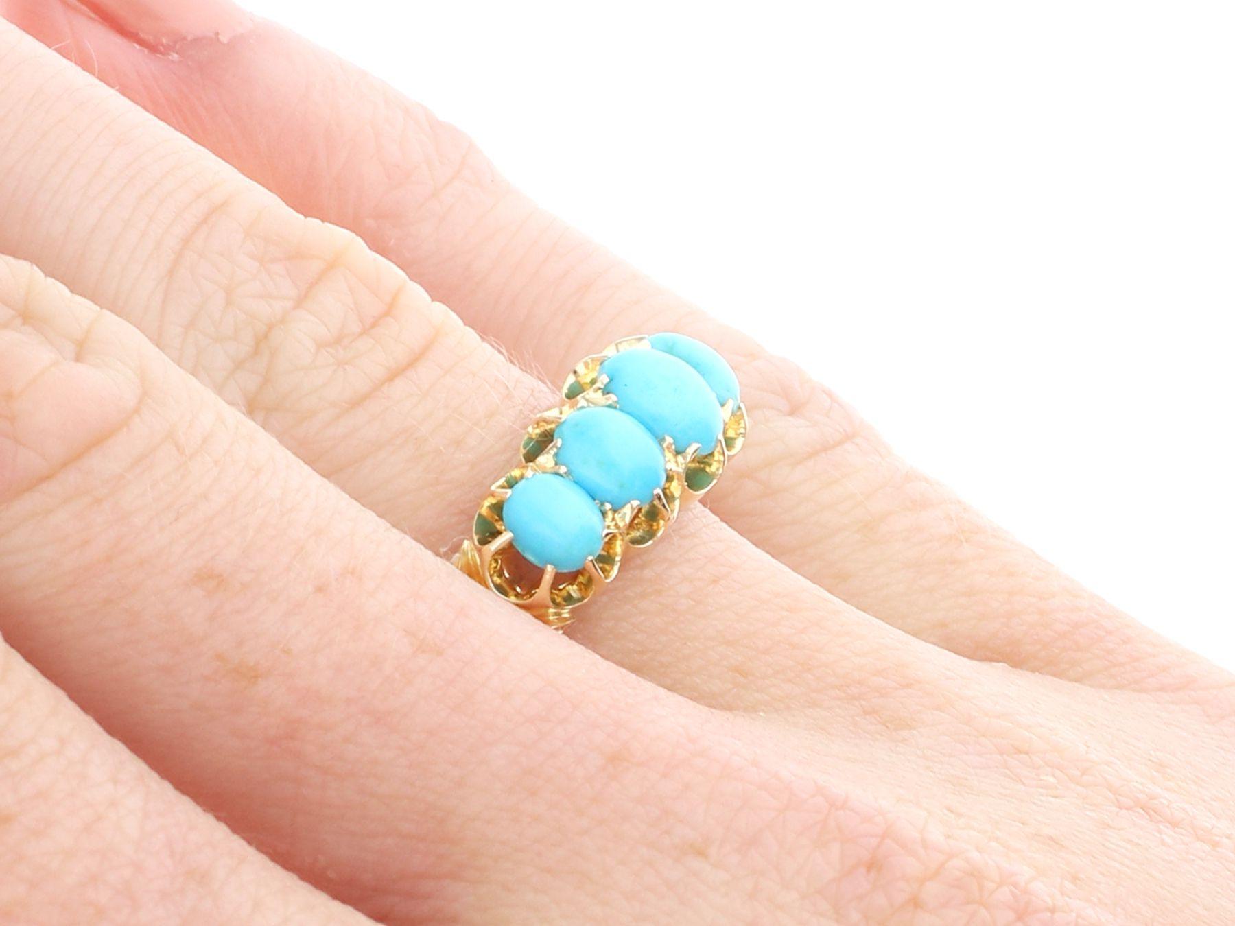 Antique Five Stone 1.95 Carat Turquoise Ring For Sale 2
