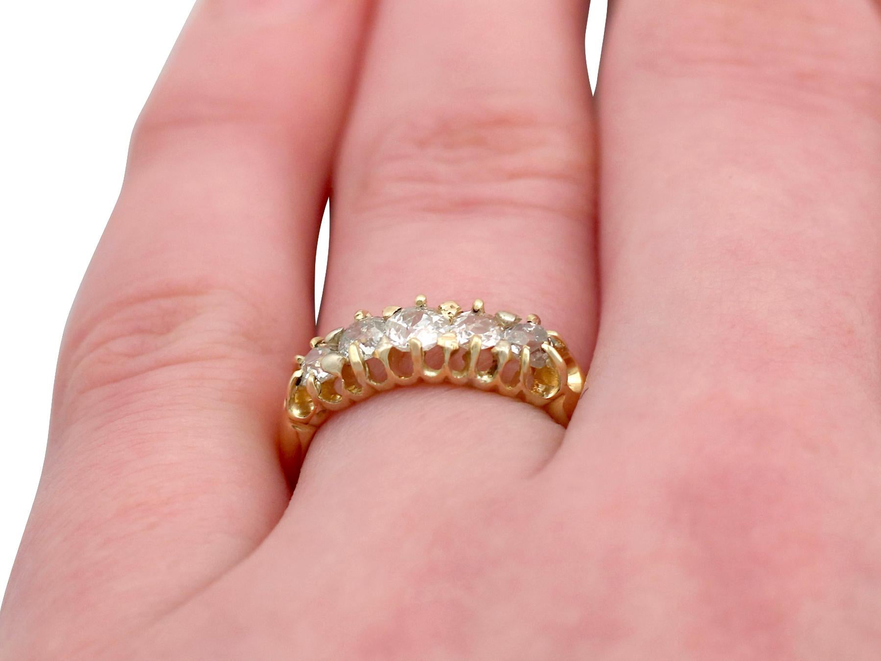 Antique Five Stone Diamond Ring in Yellow Gold 3