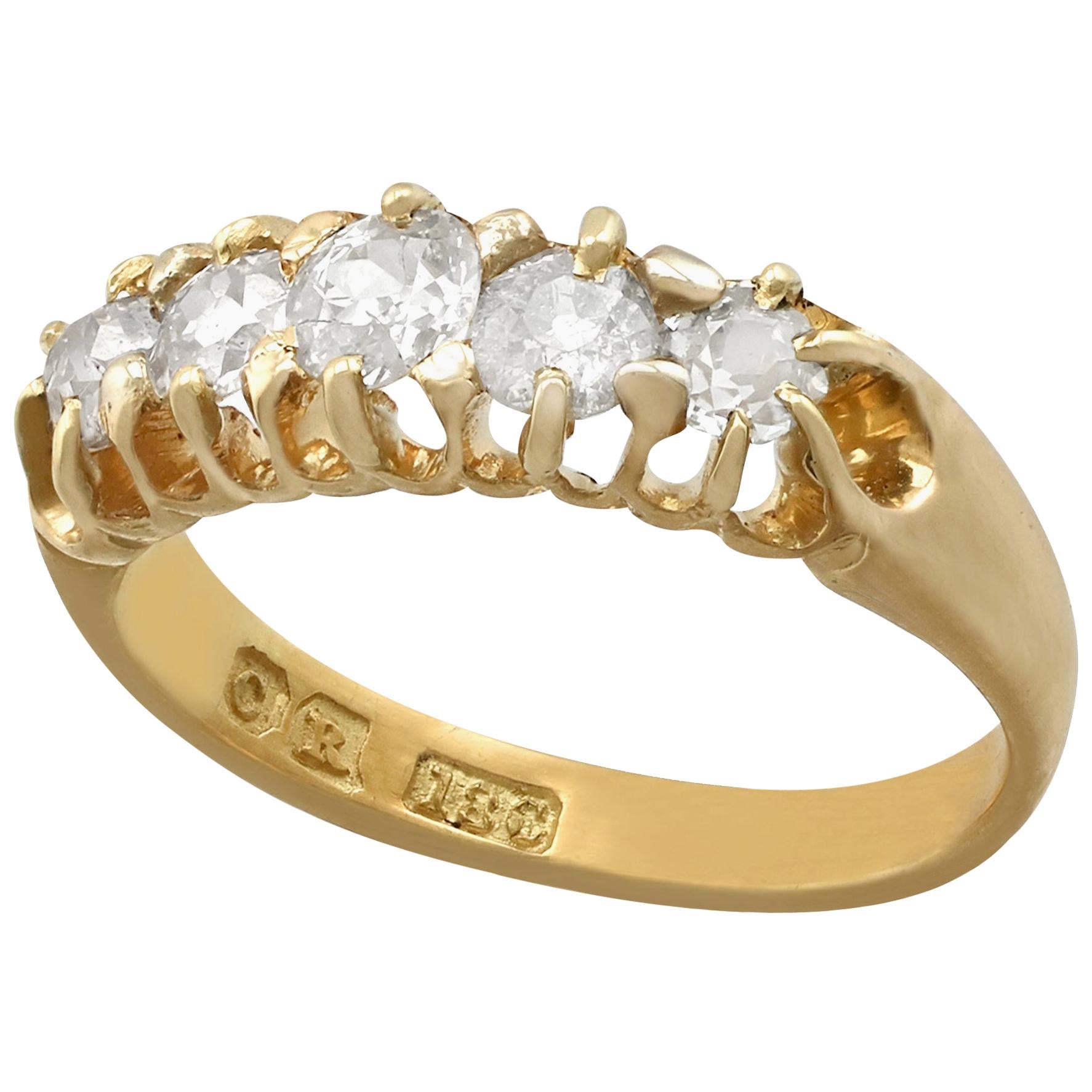 Antique Five Stone Diamond Ring in Yellow Gold