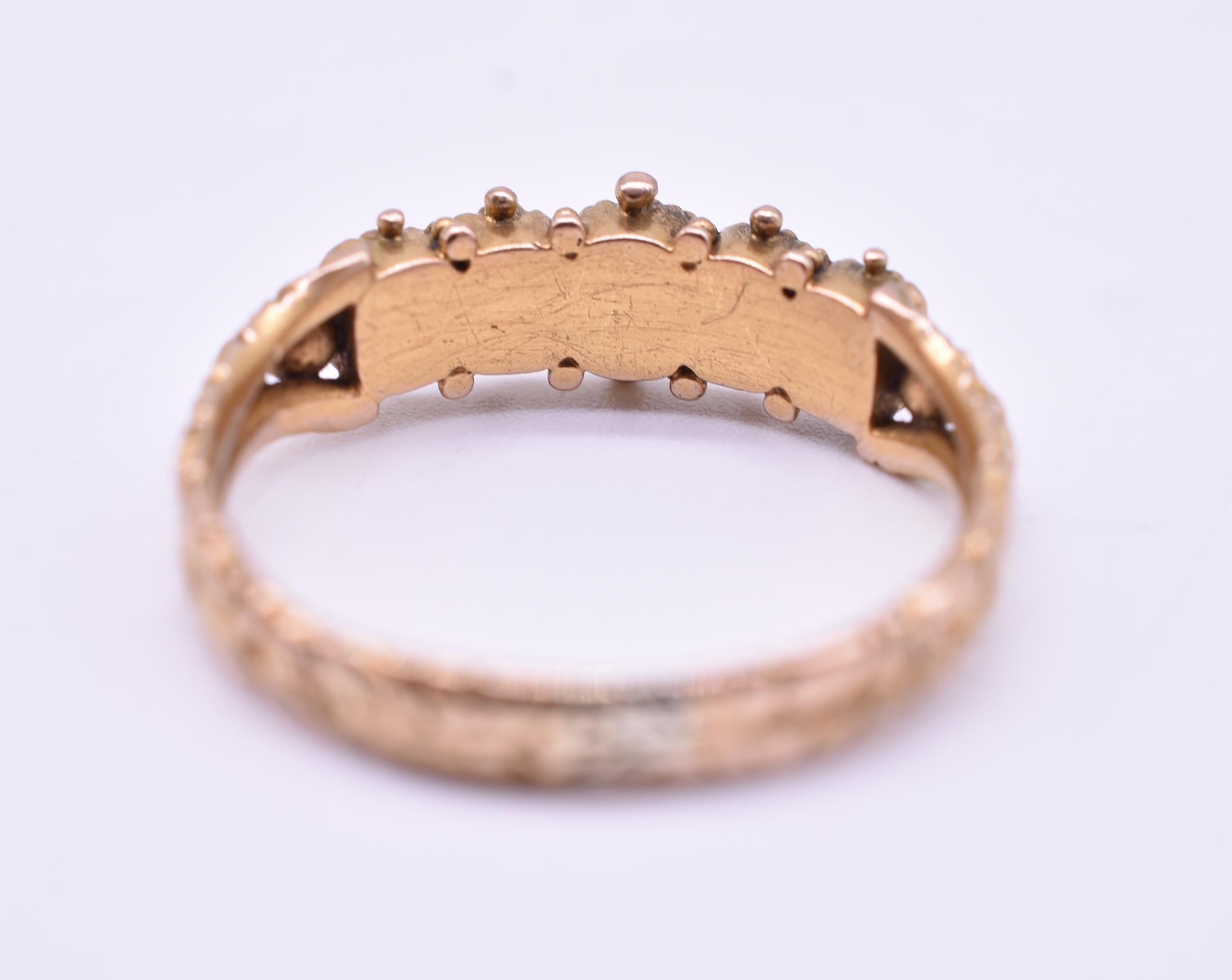 Emerald Cut Antique Five-Stone Half Hoop Emerald and Gold Ring