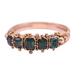 Antique Five-Stone Half Hoop Emerald and Gold Ring