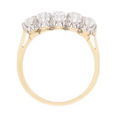 Antique Five-Stone Old Cut Diamond Ring, circa 1900s