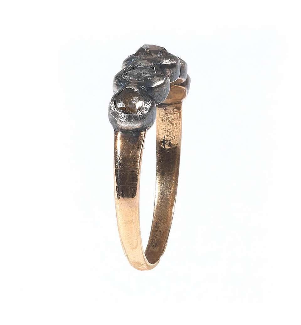 Georgian Antique Five-Stone Rose Cut Diamond Ring