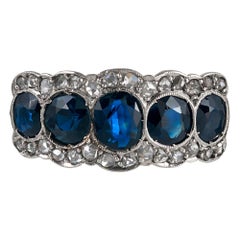 Antique Five-Stone Sapphire and Diamond Ring