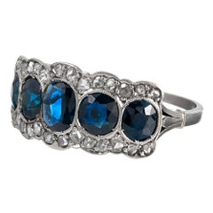 Antique Five-Stone Sapphire and Diamond Ring
