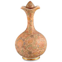 Flacon ancien en verre d'art décoré de feuillage, France, fin du 19ème siècle