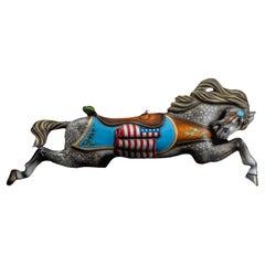 Antique Flag Jumper Carousel Horse in Gray by C. W. Walker