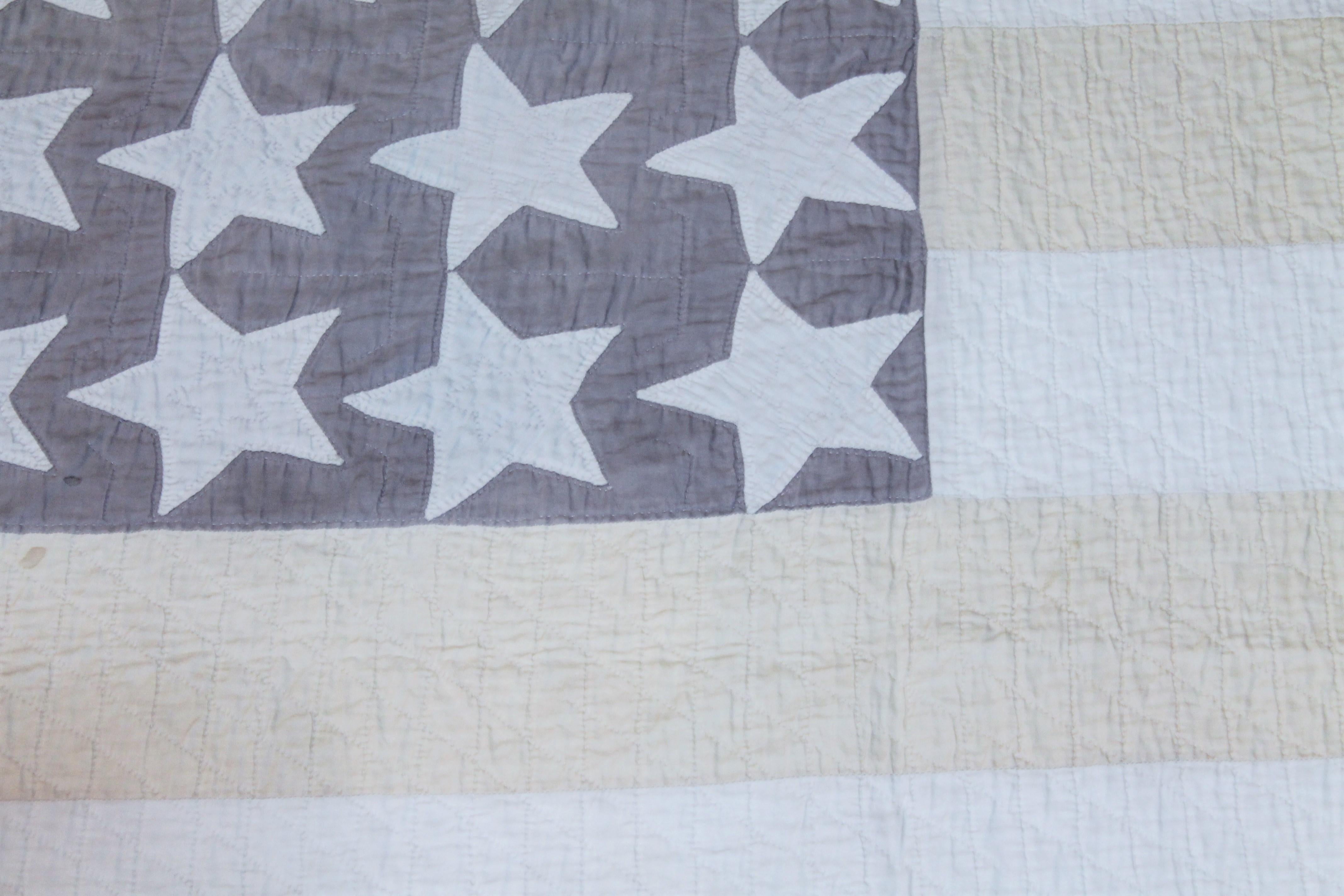 American Antique Flag Quilt from 1915 Hand Sewn Stars