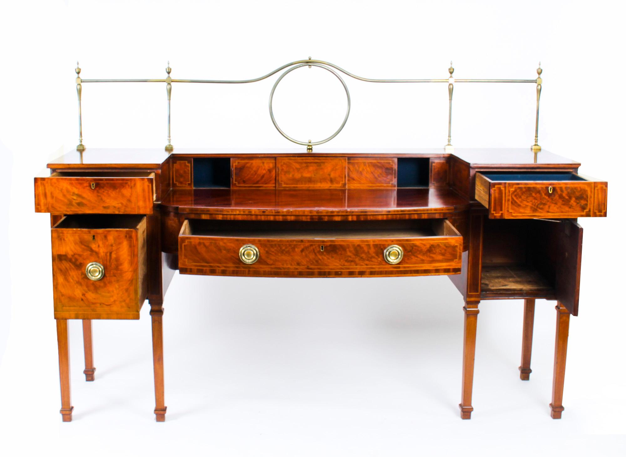 Antique Flame Mahogany and Satinwood Inlaid Sideboard, 19th Century 4