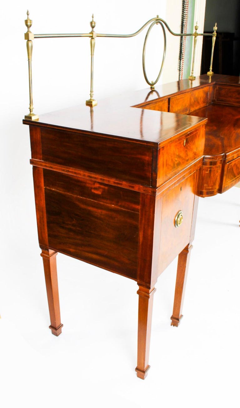 Antique Flame Mahogany and Satinwood Inlaid Sideboard, 19th Century For