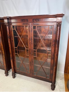 Antique Flame Mahogany Bookcases - a Pair