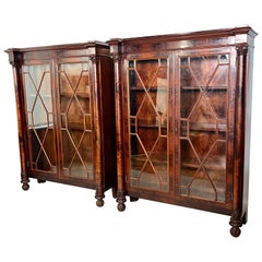 Antique Flame Mahogany Bookcases - a Pair Antique Flame Mahogany Bookcases - a Pair