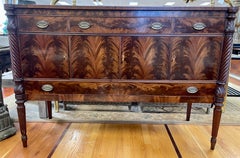 Antique Flame Mahogany Buffet Sideboard Cabinet Credenza
