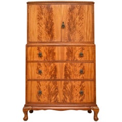 Antique Flame Mahogany Cabinet on Chest