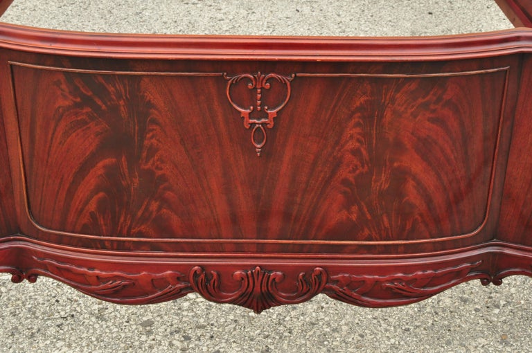 Antique Flame Mahogany Carved "Swan" french Style Full Size Bed Frame