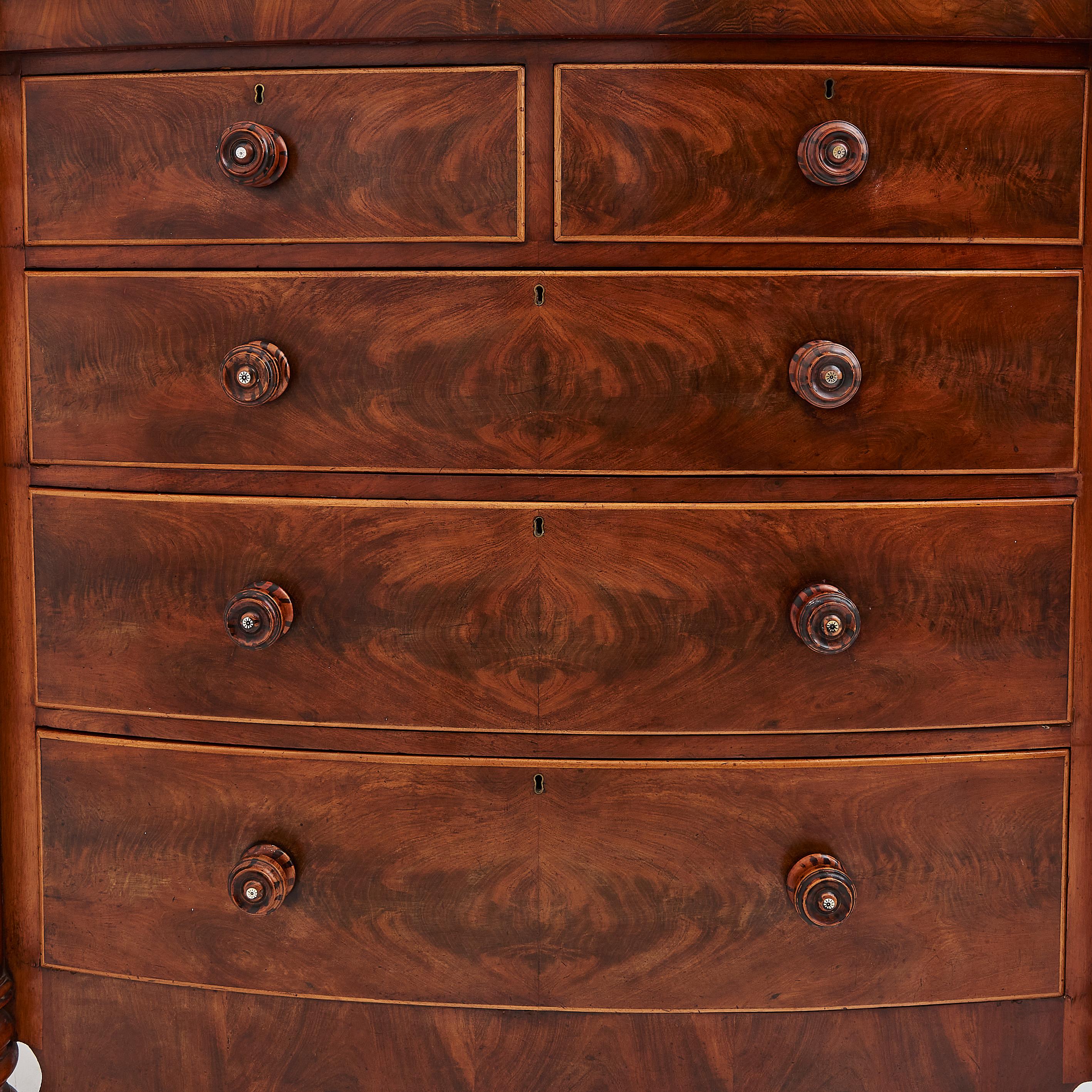 Antique Flame Mahogany Chest of Drawers 5