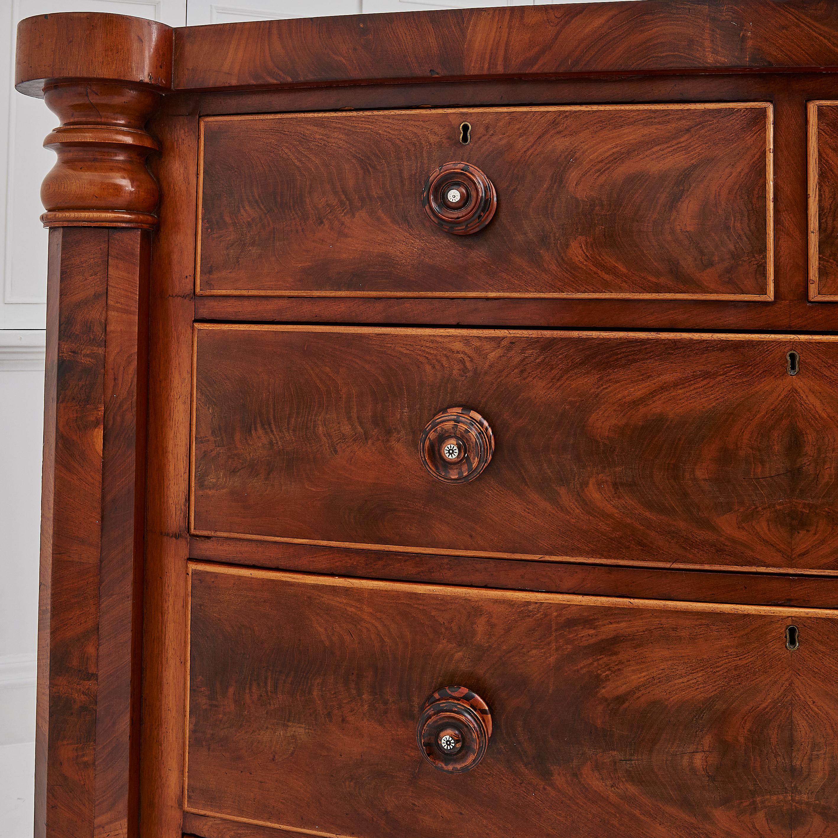 Antique Flame Mahogany Chest of Drawers 4
