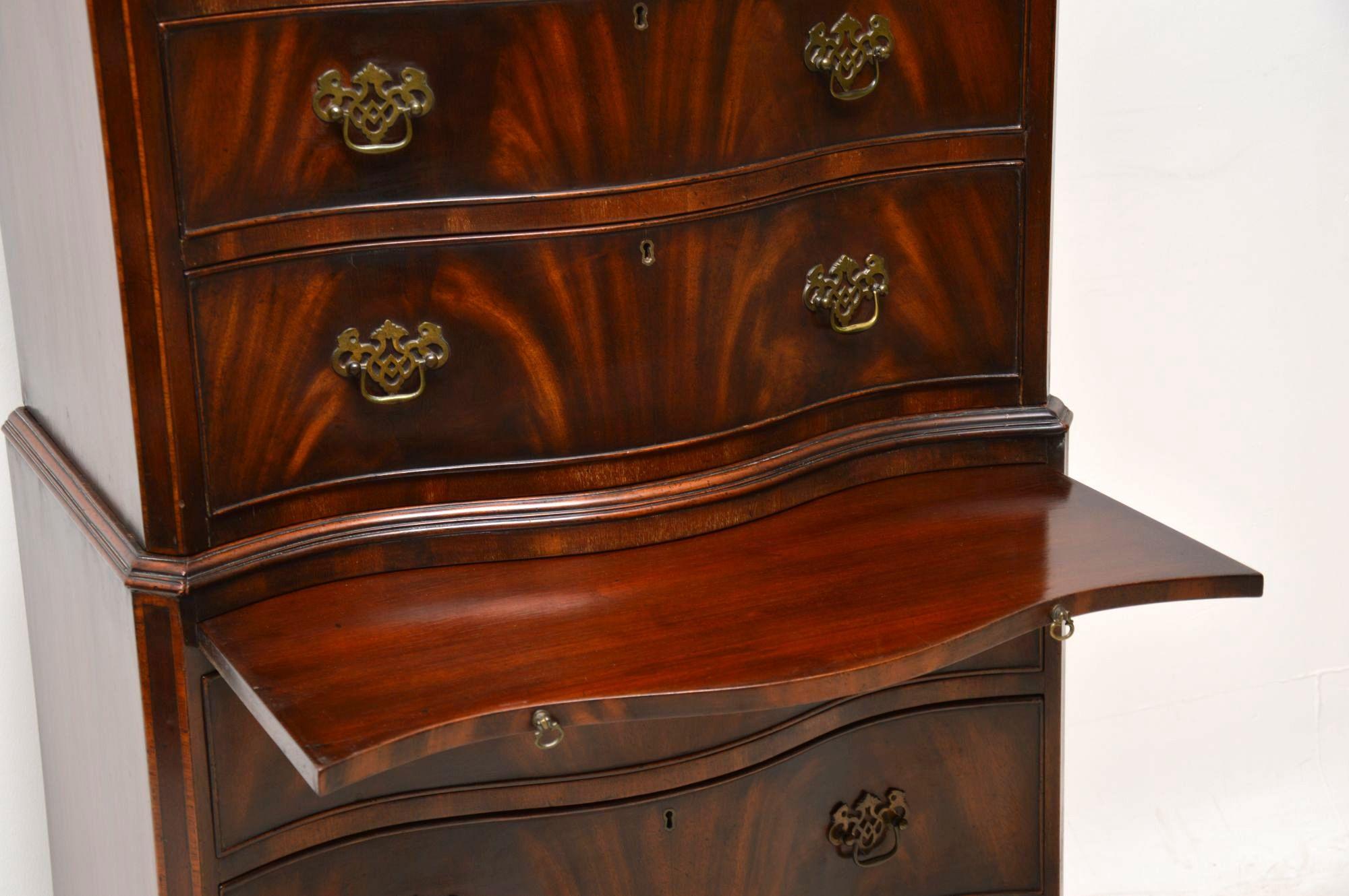 Antique Flame Mahogany Chest on Chest 4