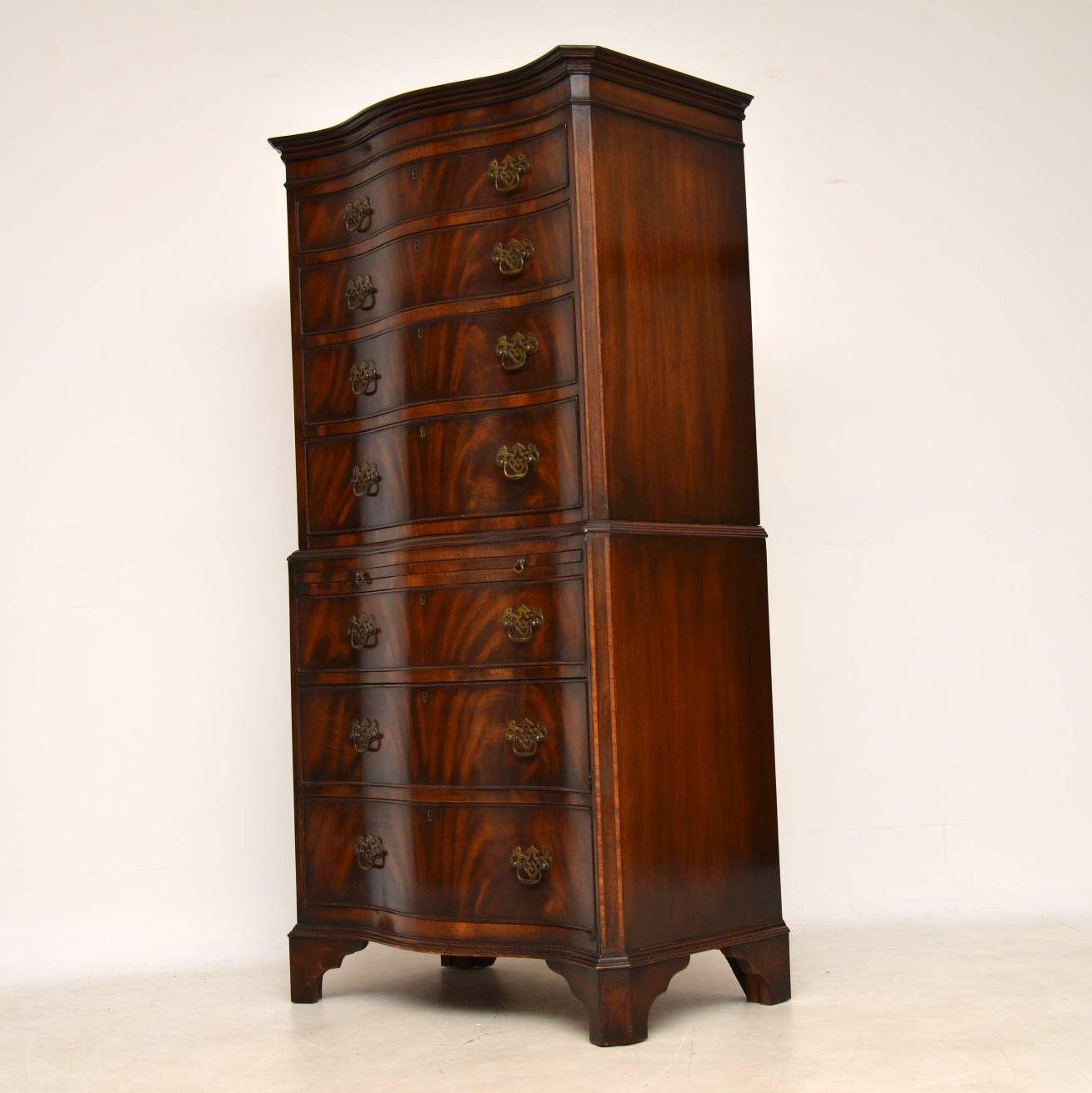 Antique Flame Mahogany Chest on Chest 8