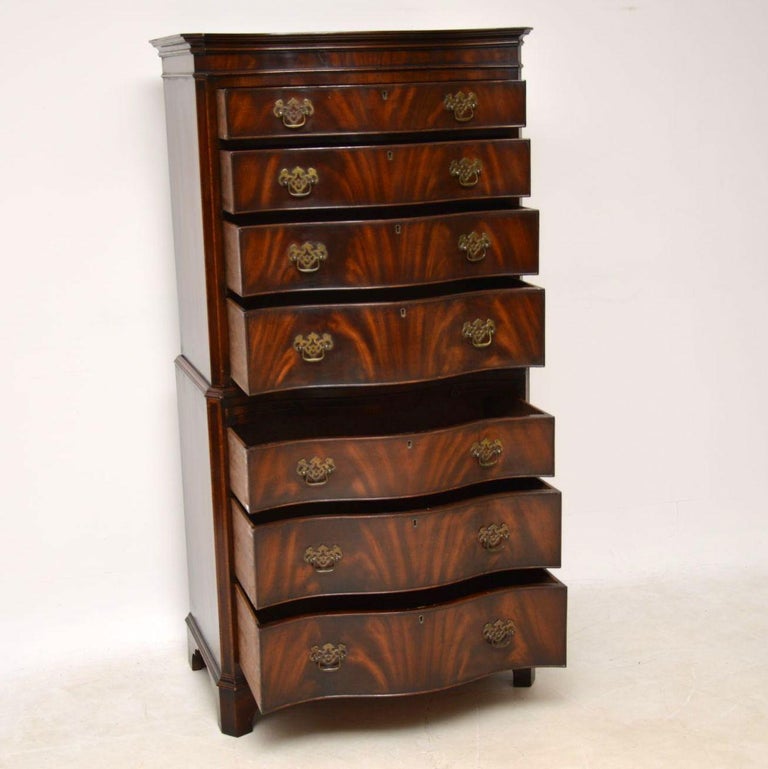 Antique Flame Mahogany Chest on Chest For Sale at 1stDibs