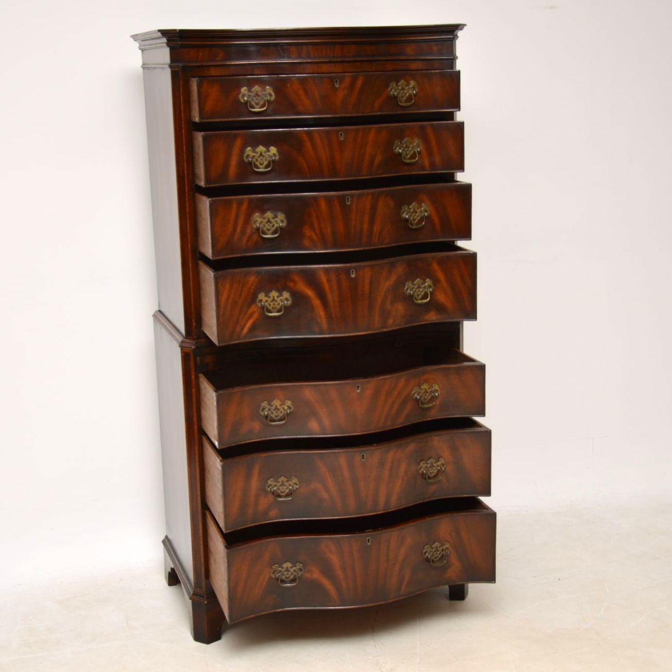 Antique Flame Mahogany Chest on Chest 1