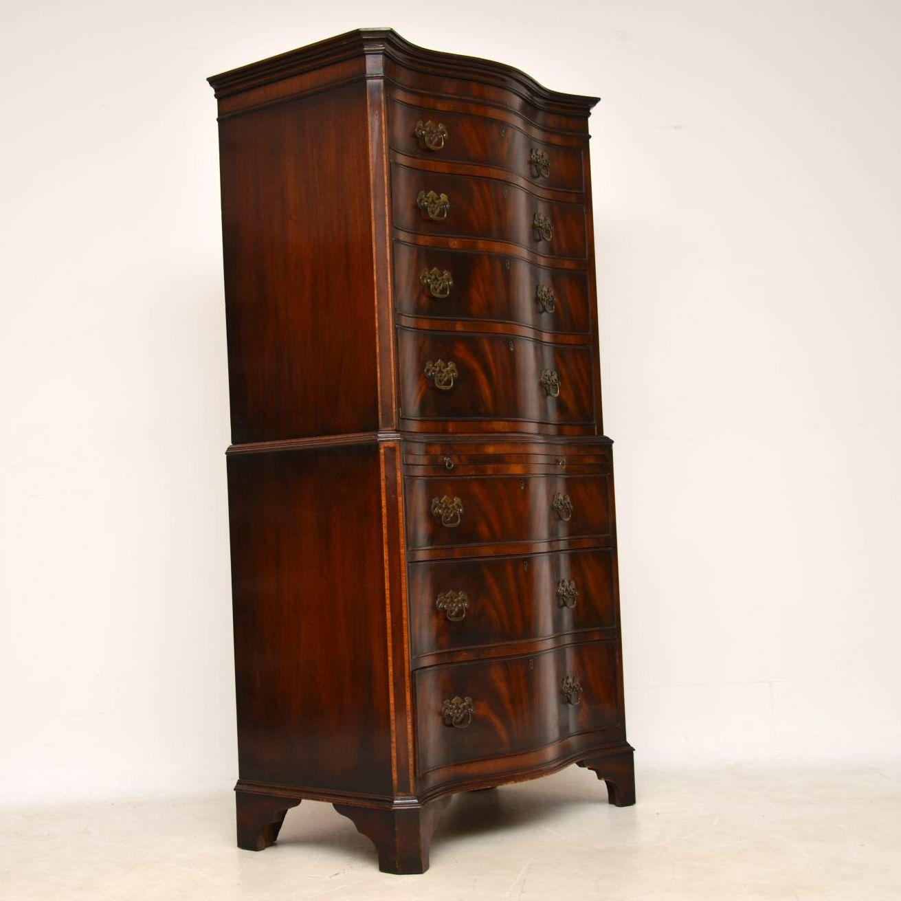 Late 19th Century Antique Flame Mahogany Chest on Chest