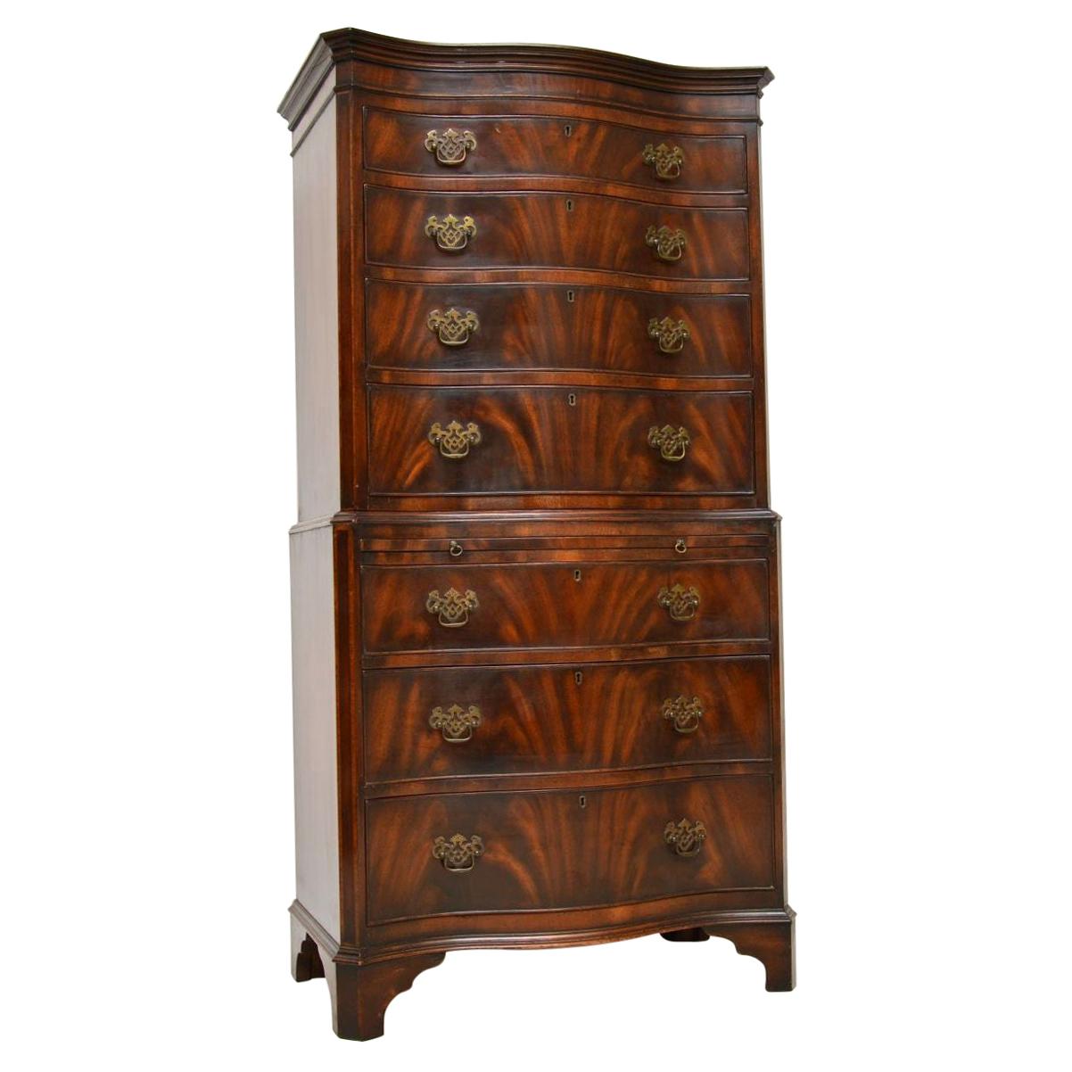Antique Flame Mahogany Chest on Chest