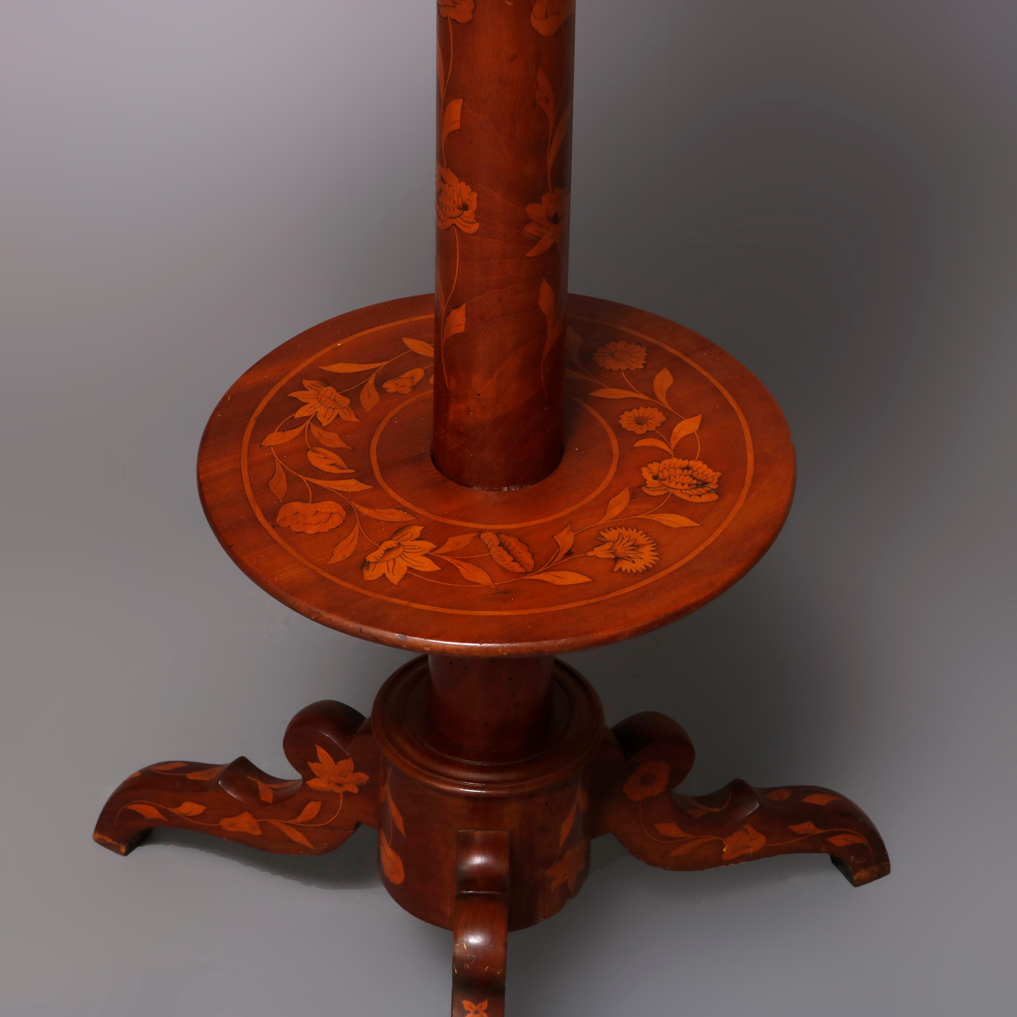 Antique Flame Mahogany Dutch Marquetry Satinwood Inlaid Shaving Stand 1
