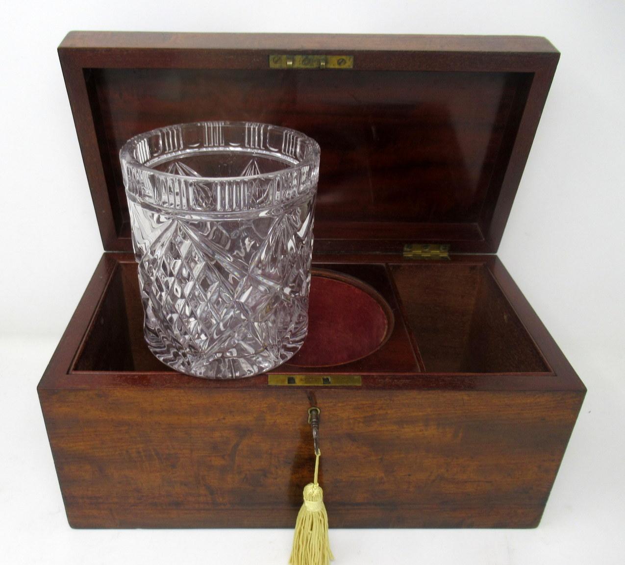 Polished Antique Flame Mahogany English Double Tea Caddy Box Regency Gillows Lancaster