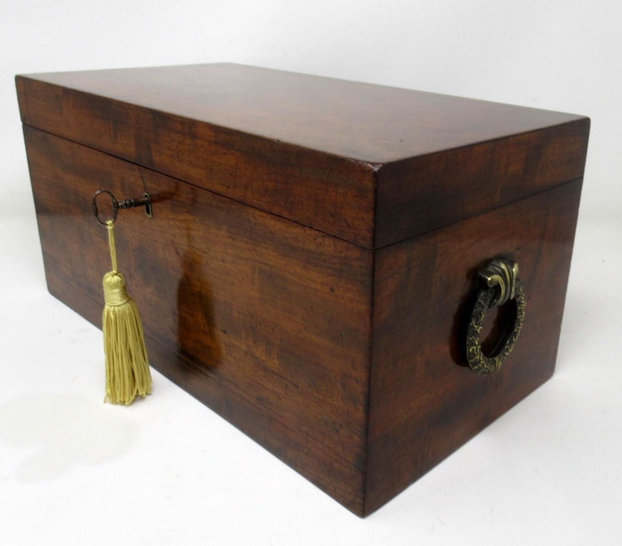 19th Century Antique Flame Mahogany English Double Tea Caddy Box Regency Gillows Lancaster