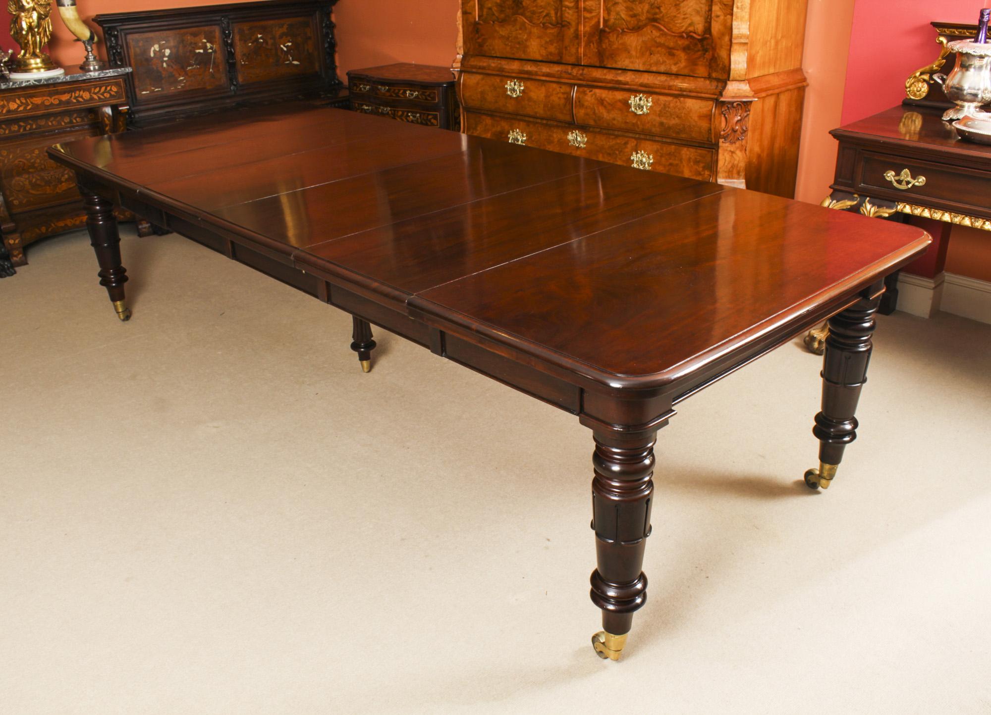 William IV Antique Flame Mahogany Extending Dining Table & 10 Chairs 19th Century