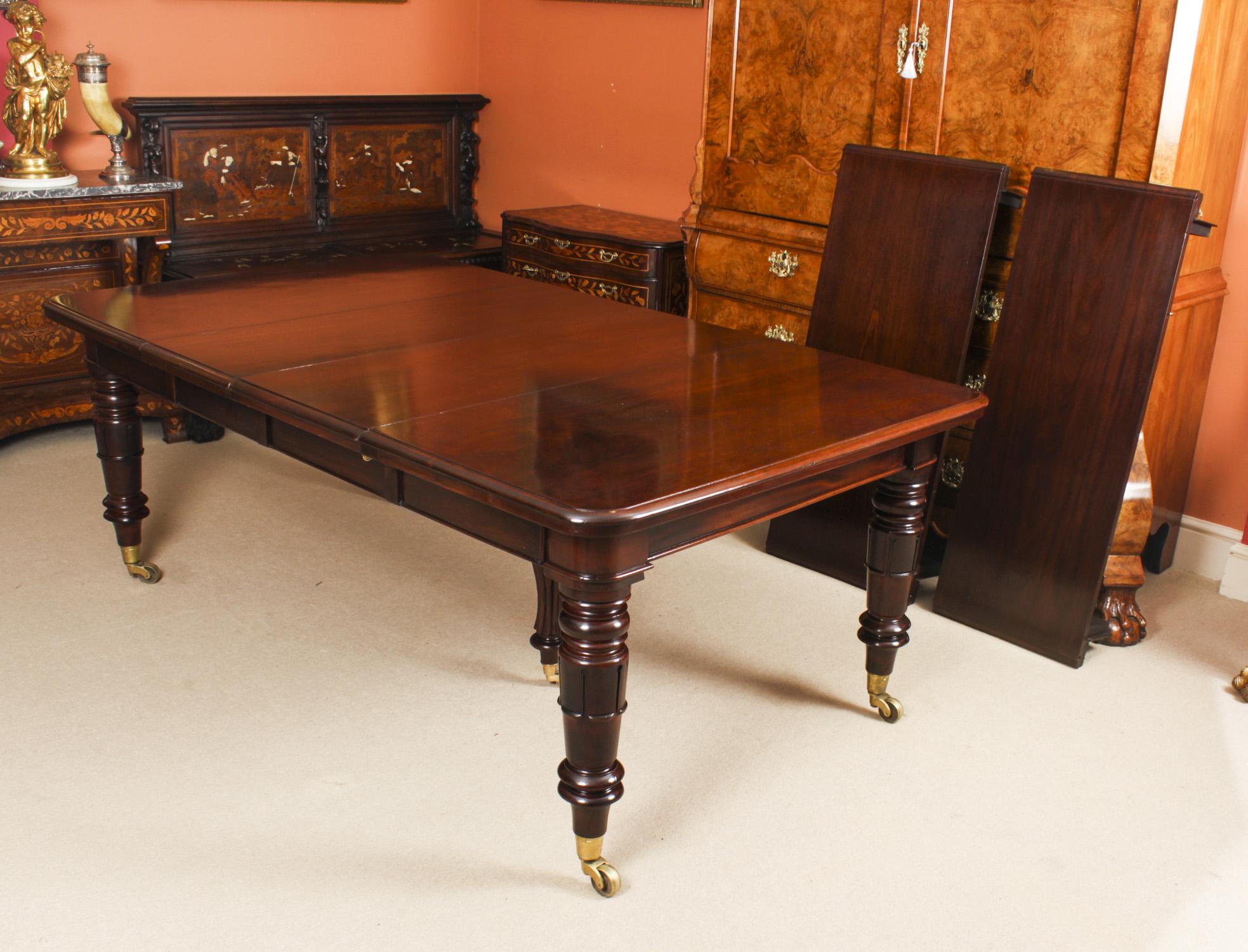 Antique Flame Mahogany Extending Dining Table & 10 Chairs 19th Century 1