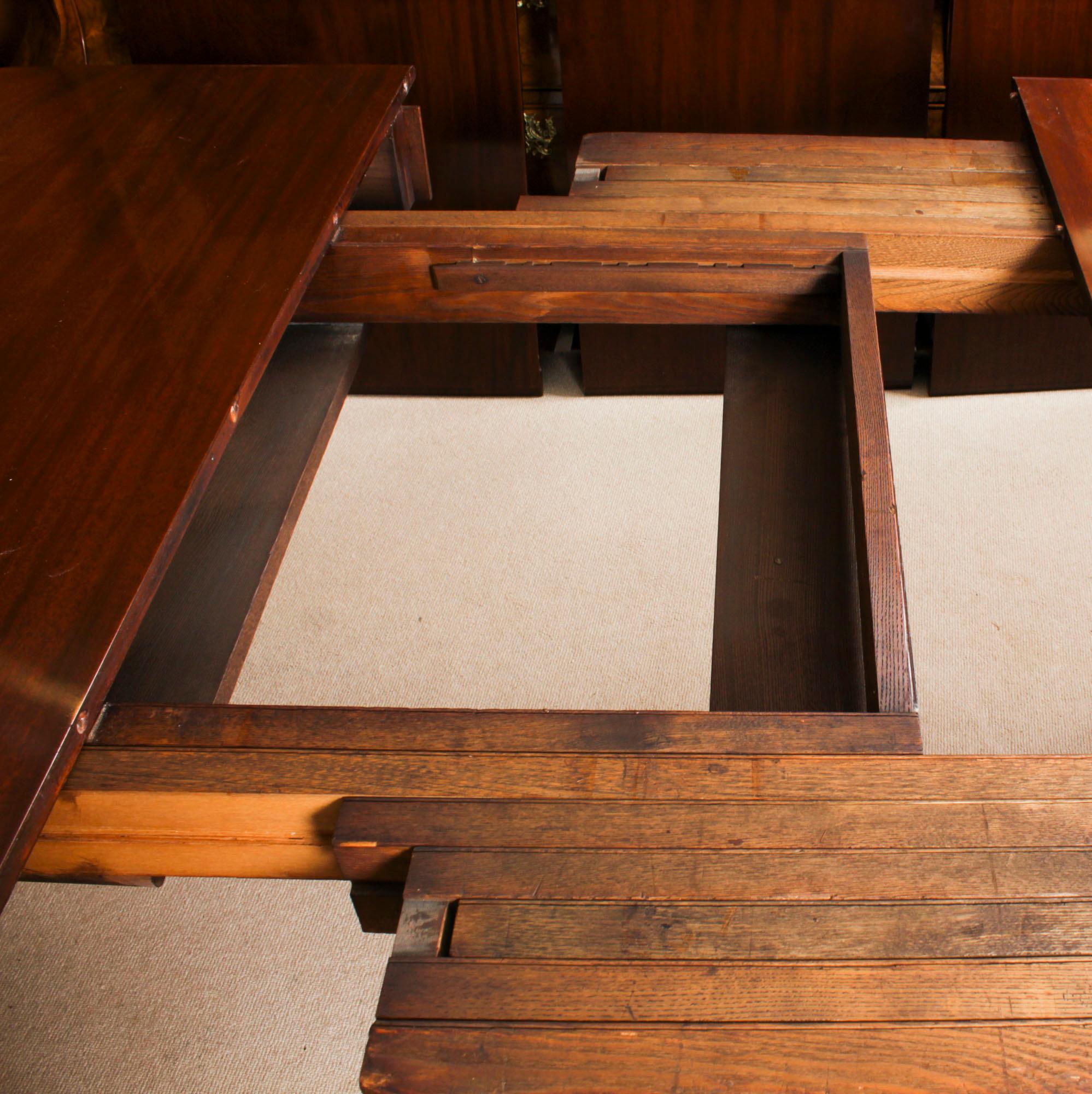 Antique Flame Mahogany Extending Dining Table & 12 ShieldBack Chairs 8