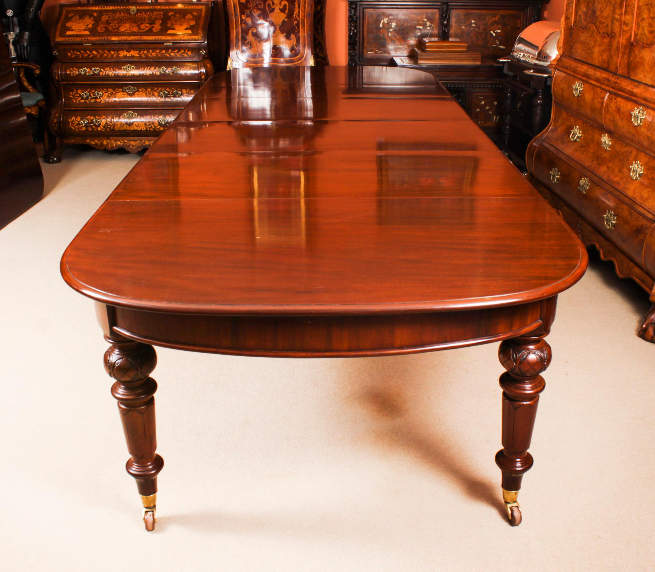 Antique Flame Mahogany Extending Dining Table & 12 ShieldBack Chairs 1