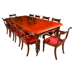 Antique Flame Mahogany Extending Dining Table 19th C & 10 Swag Back Chairs