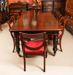 Antique Flame Mahogany Extending Dining Table 19th Century & 10 Chairs