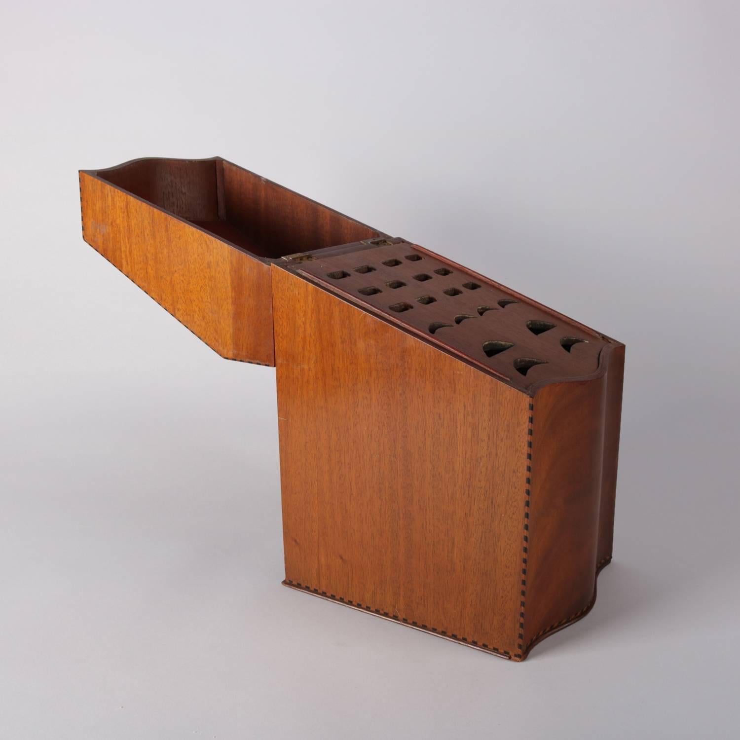 French Antique Flame Mahogany Federal Banded, Ebonized and Inlaid Knife Box, circa 1830