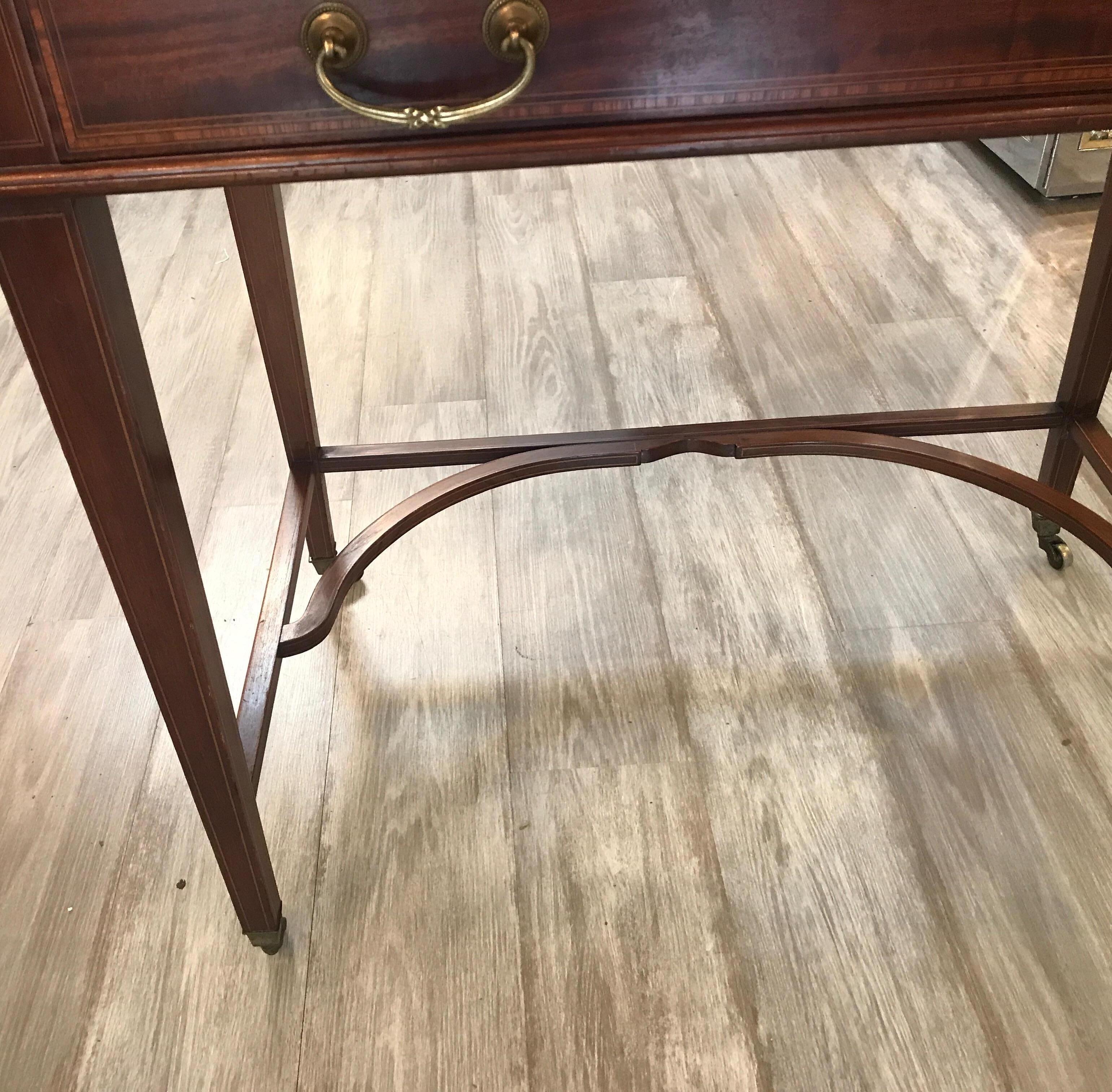 Antique Flame Mahogany Inlaid Fall Front Desk with Inlay 3
